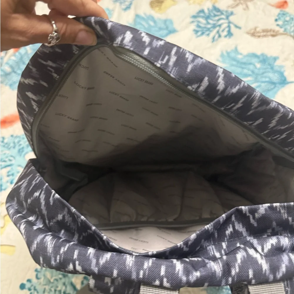 Lucky Brand Black and Gray Patterned Backpack